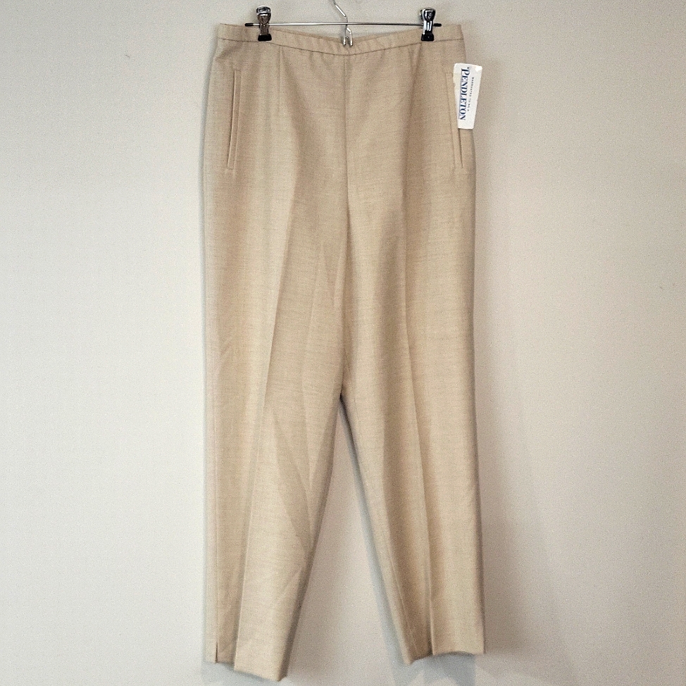 Pendleton Tan 100% Virgin Wool Side Zip Fully Lined Side Zip Dress Pants- 14p